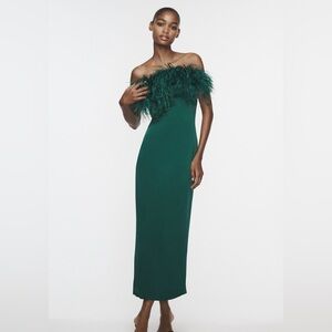 ZARA FEATHER SATIN EFFECT DRESS